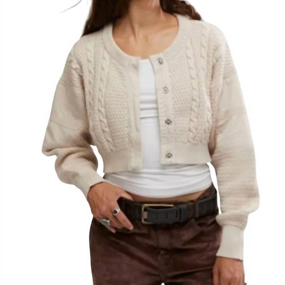 NEW FREE PEOPLE heritage cardigan in crystal grey - Picture 1 of 4